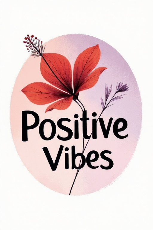 Create a negspace3color-style negative space typography poster featuring bold sans-serif text "Positive Vibes" integrated...