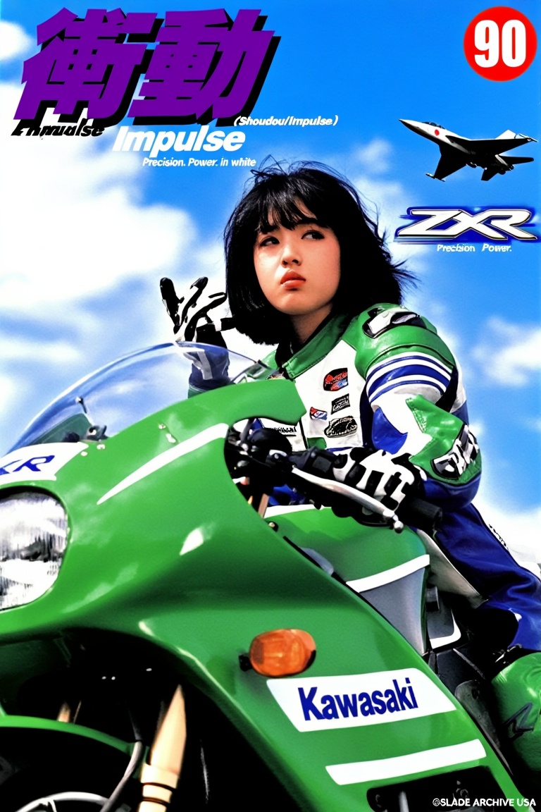 { "prompt": { "main_subject": "Beautiful young Japanese woman with medium-length black hair with bangs,  1990s street fash...