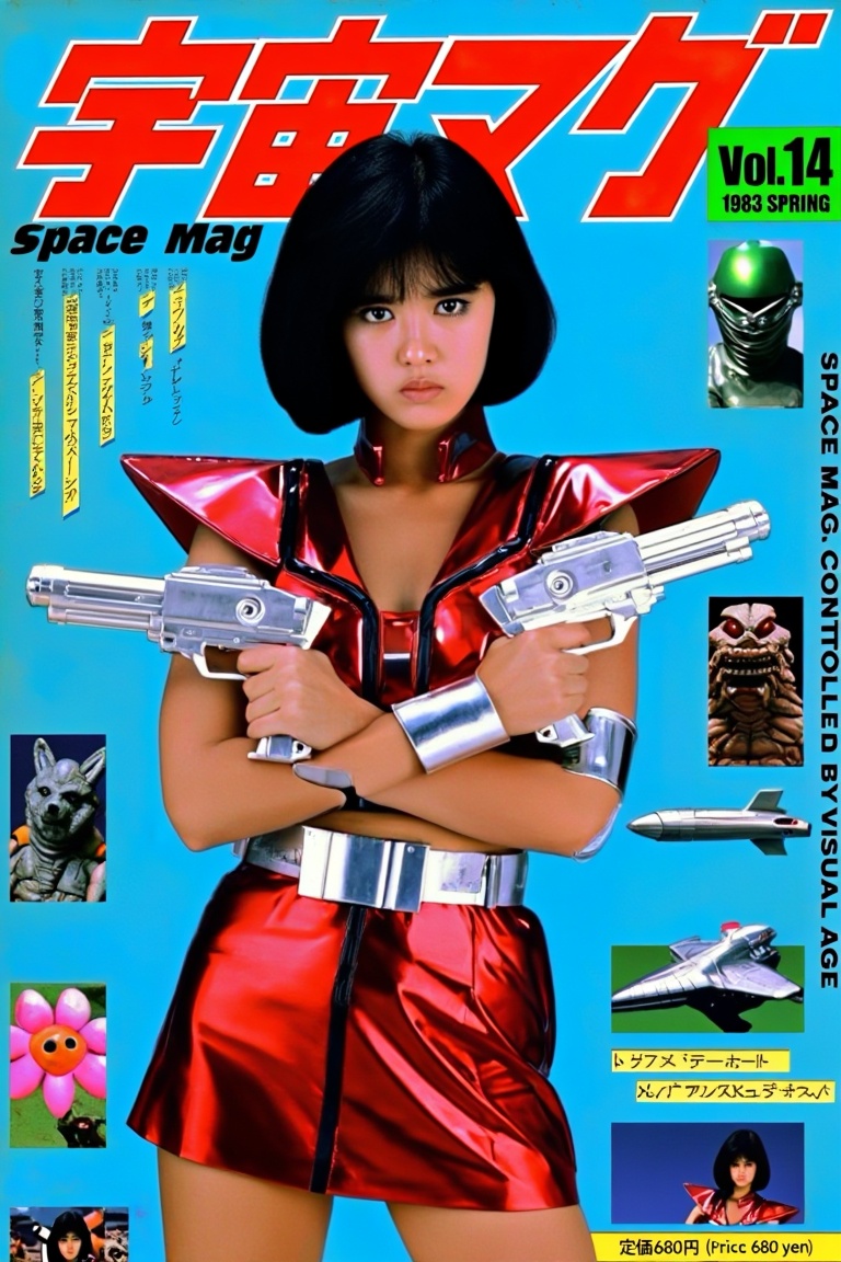 { "prompt": { "main_subject": "Beautiful young Japanese woman with short black bob haircut,  1980s idol style",  "pose": "...