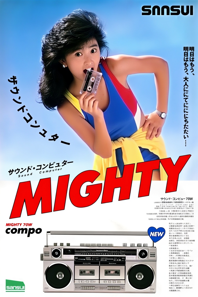 { "prompt": { "main_subject": "Beautiful young Japanese woman with voluminous 1980s hairstyle,  cute girl-next-door appear...