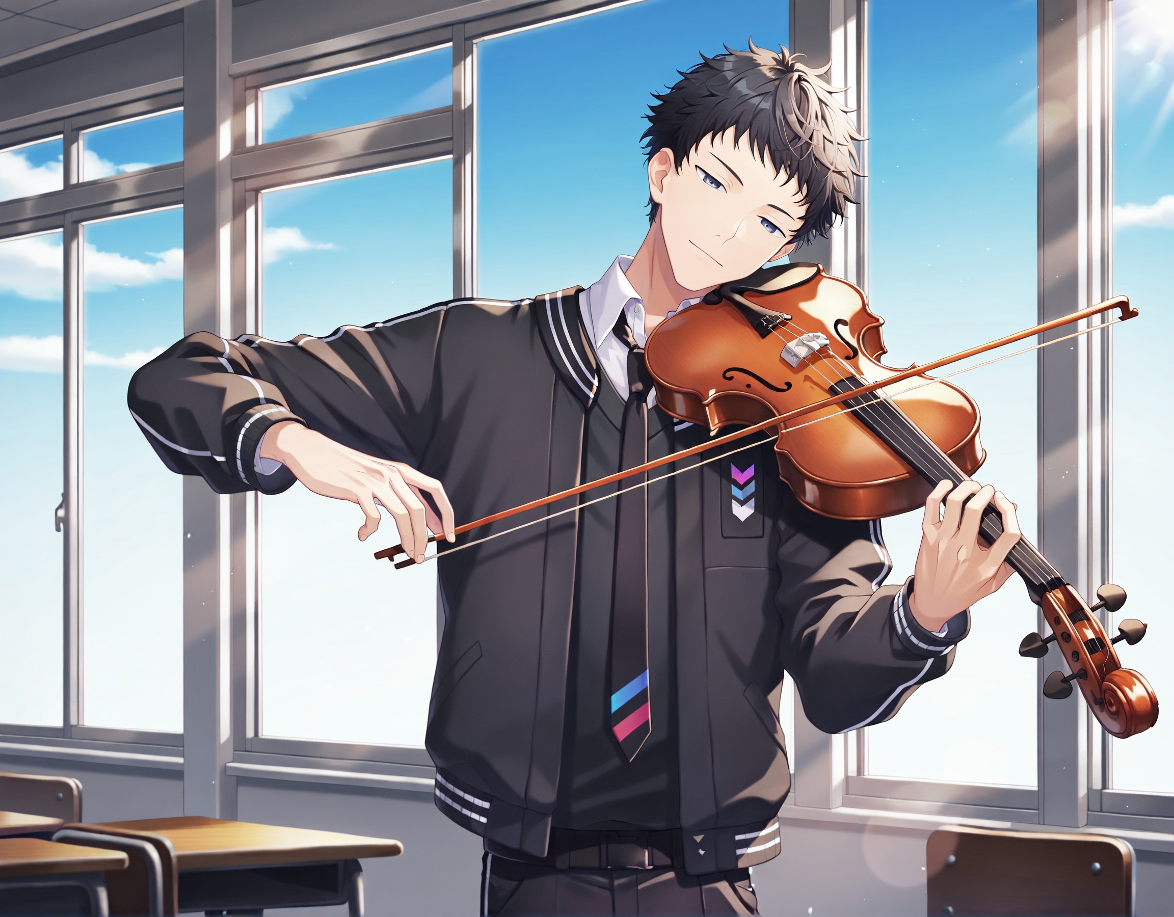 1boy,  solo,  classroom on Tensor.Art
