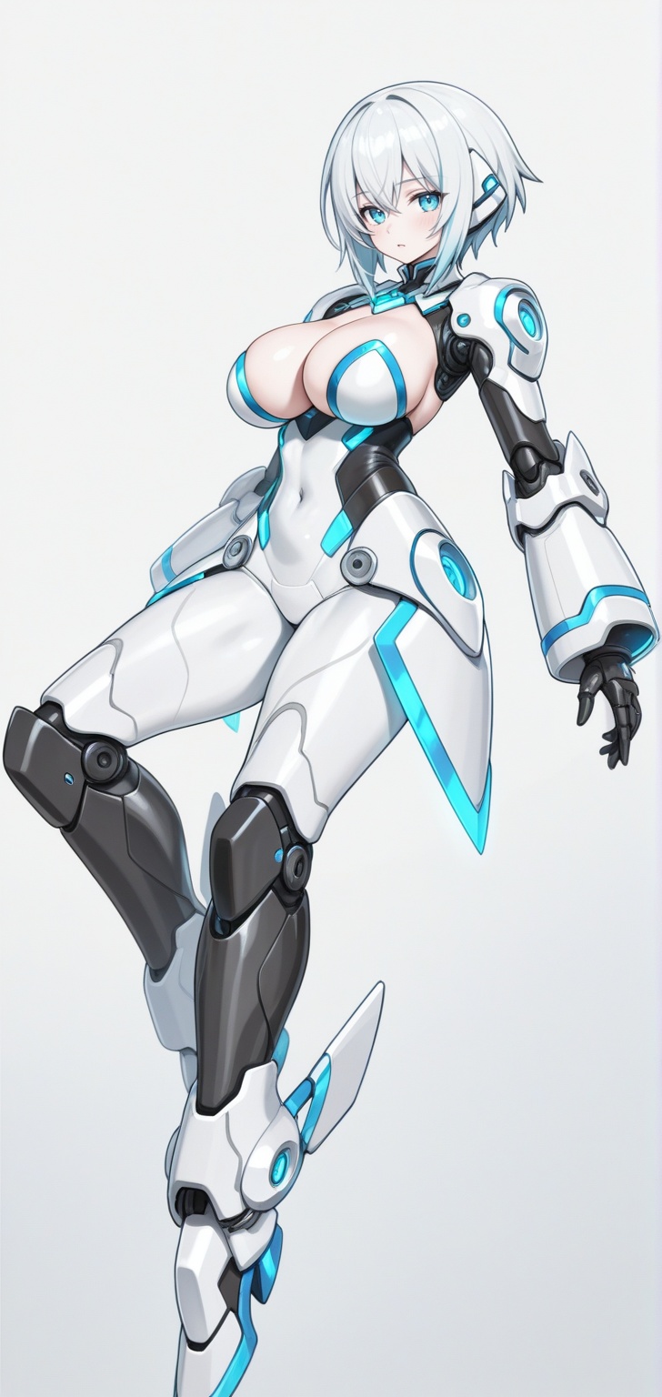 A Machinist's Machine Queen. She has a sleek and attractive black robotic body with blue eyes on her faceless head and glo...