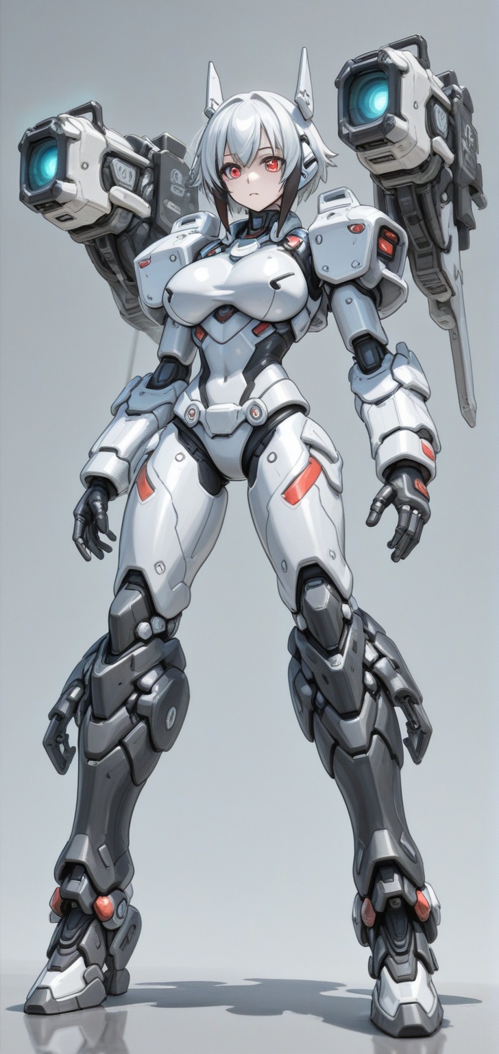 A futuristic humanoid-mech hybrid character with intricate mechanical details. The character has a sleek,  armored appeara...