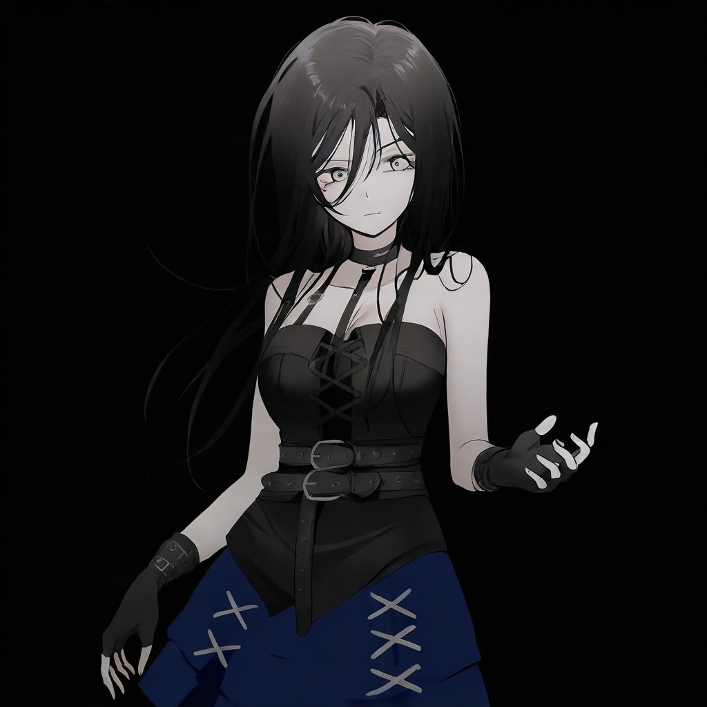 long hair,  black hair,  grey eyes on Tensor.Art
