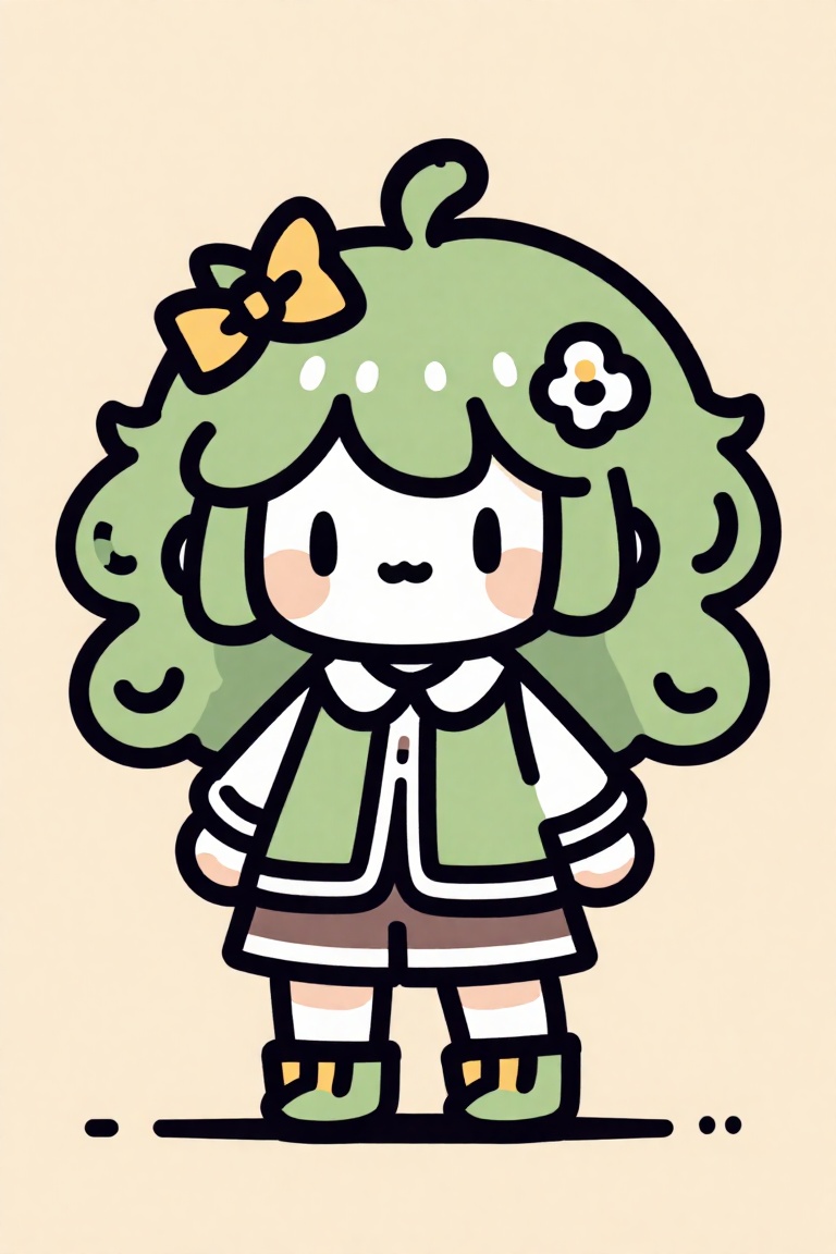 This image is a digital drawing in a chibi style,  characterized by its cute and exaggerated proportions The subject is a...