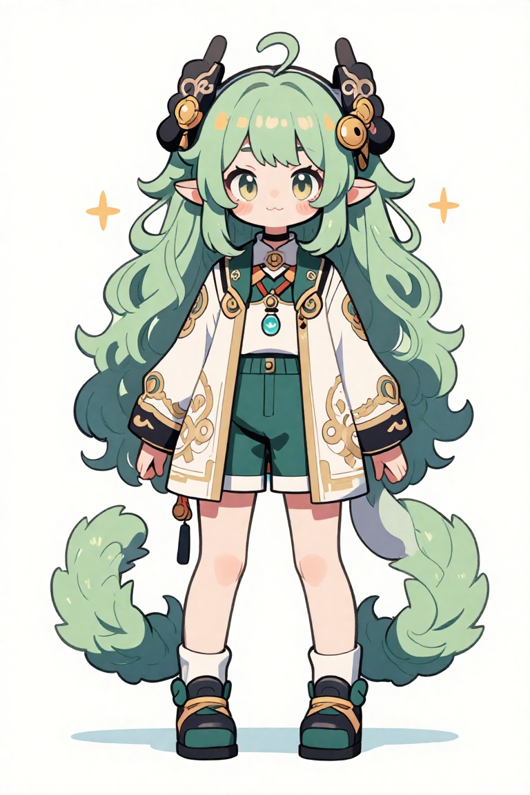 This is a digital drawing in an anime style featuring a young,  cute female character with a fantasy theme She has long,...