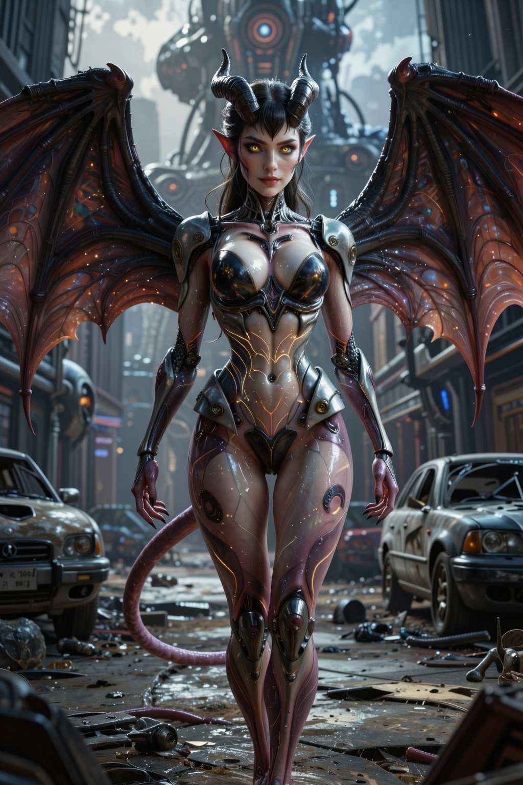 1girl,  Xenophyra,  strikingly beautiful demon-alien hybrid girl on Tensor.Art