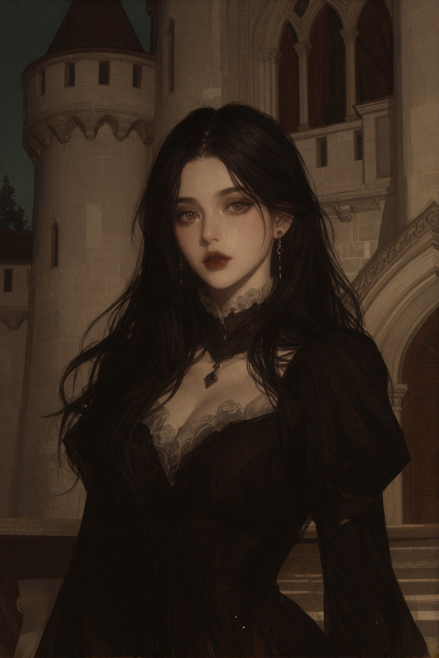 aesth_img,  digital art,  a Korean woman in a castle on Tensor.Art