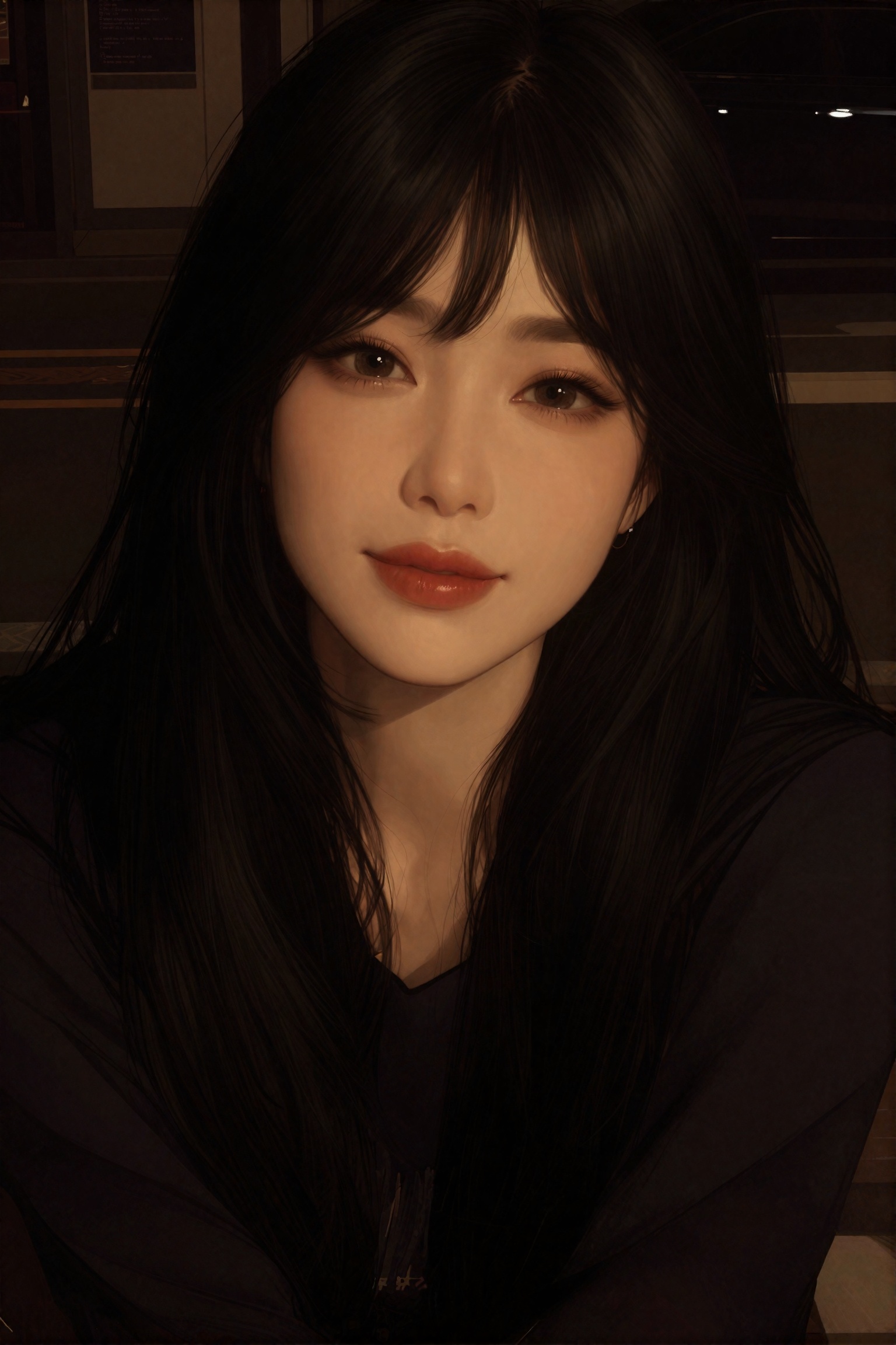 aesth_img,  digital art,  A picture of a mature korean woman with an v-shape face on Tensor.Art