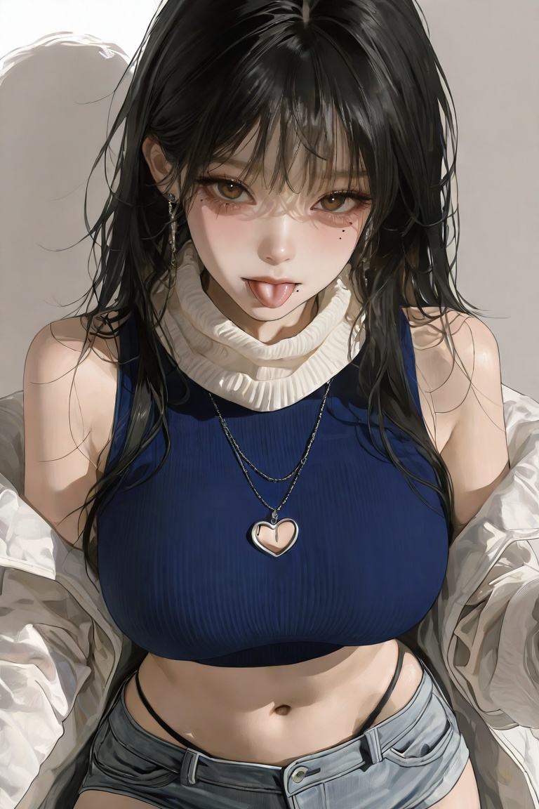 Lazypos,  1girl,  black hair on Tensor.Art