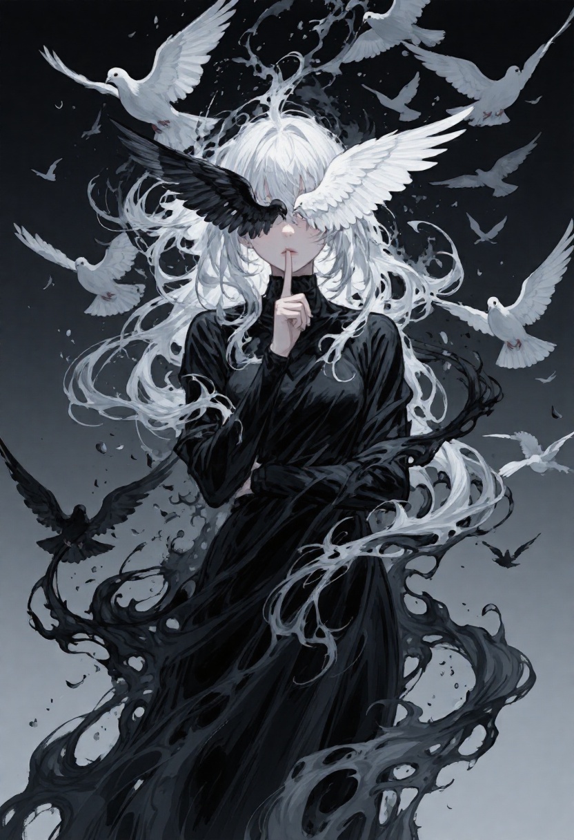 An Acrylic style painting that is expressive,  gives it a dynamic and emotional quality. Anime art of a stylized portrait...