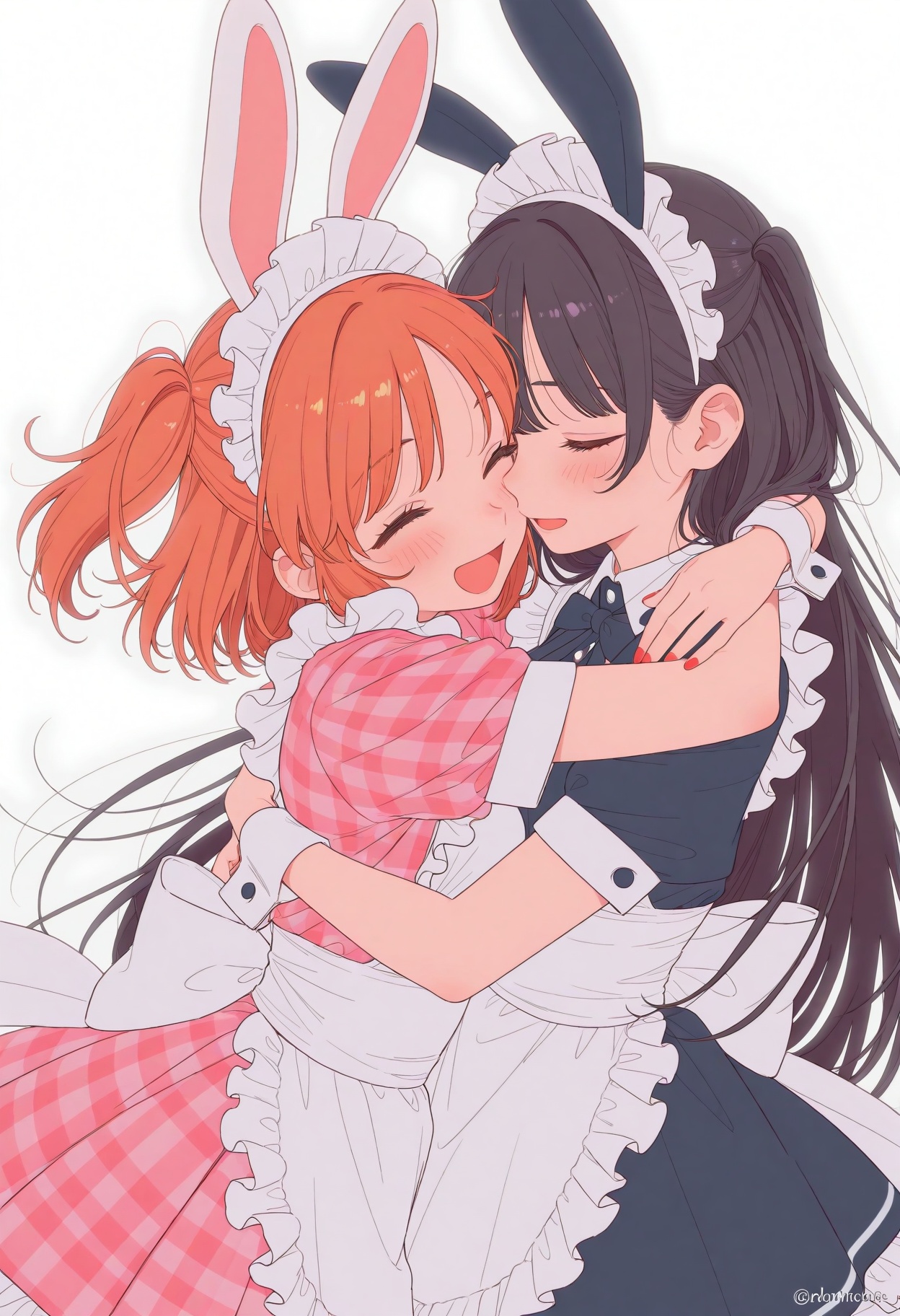 long hair,  blush,  smile on Tensor.Art