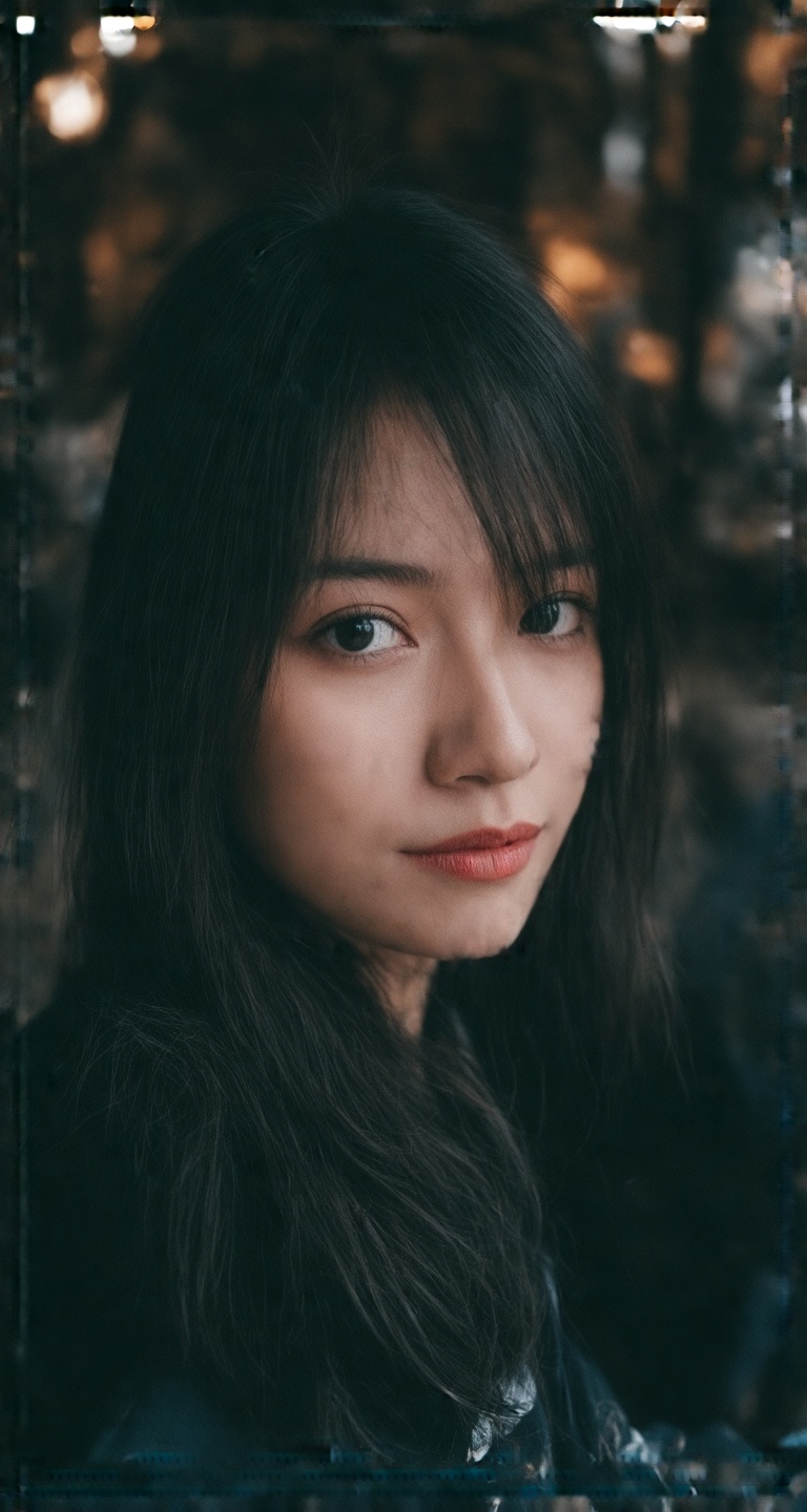 A masterpiece-level ultra-aesthetic close-up portrait of a young woman captured mid-motion as she slowly and deliberately...