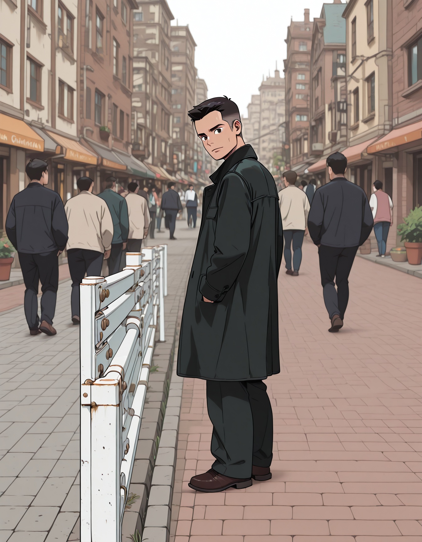 guardrail,  outdoors,  street on Tensor.Art