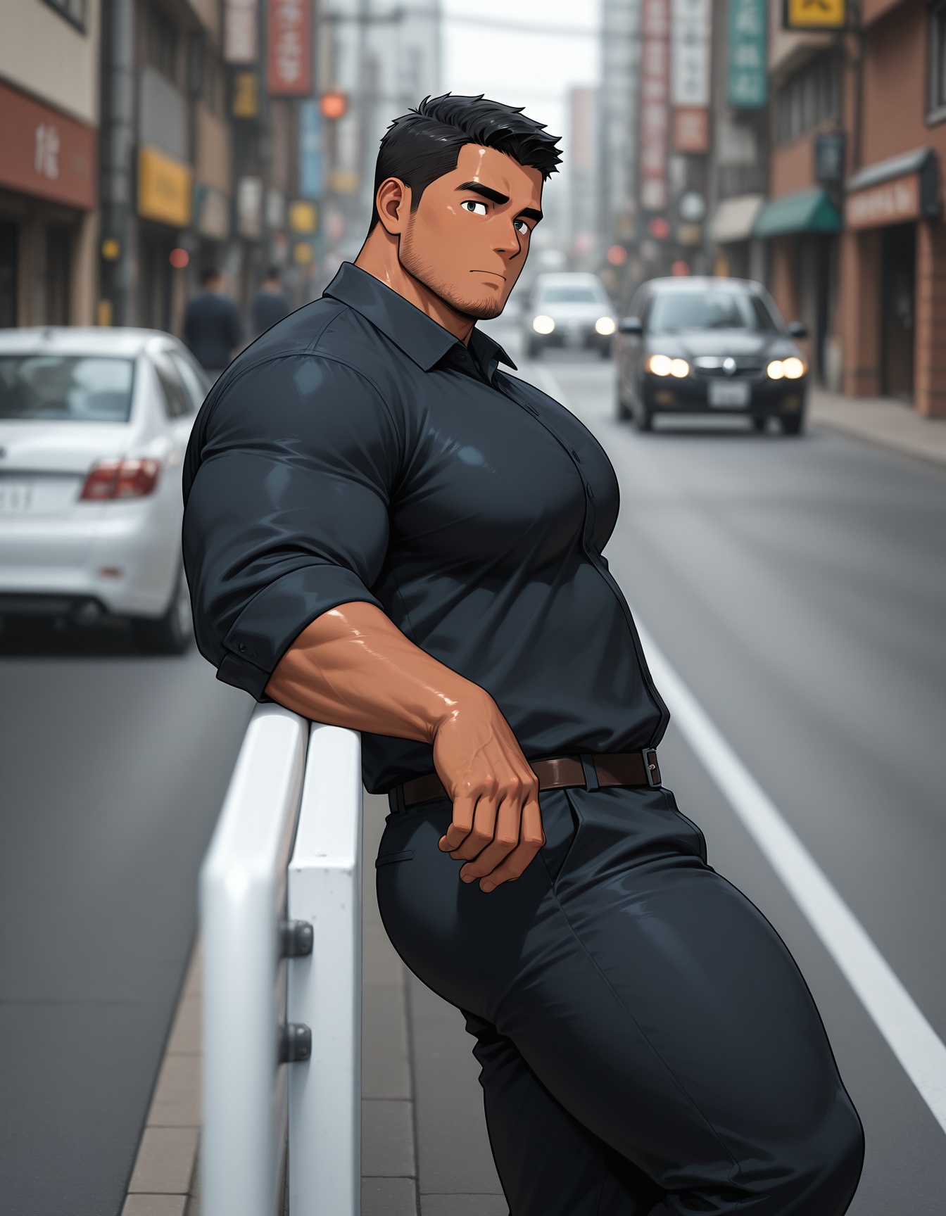 guardrail,  outdoors,  street on Tensor.Art