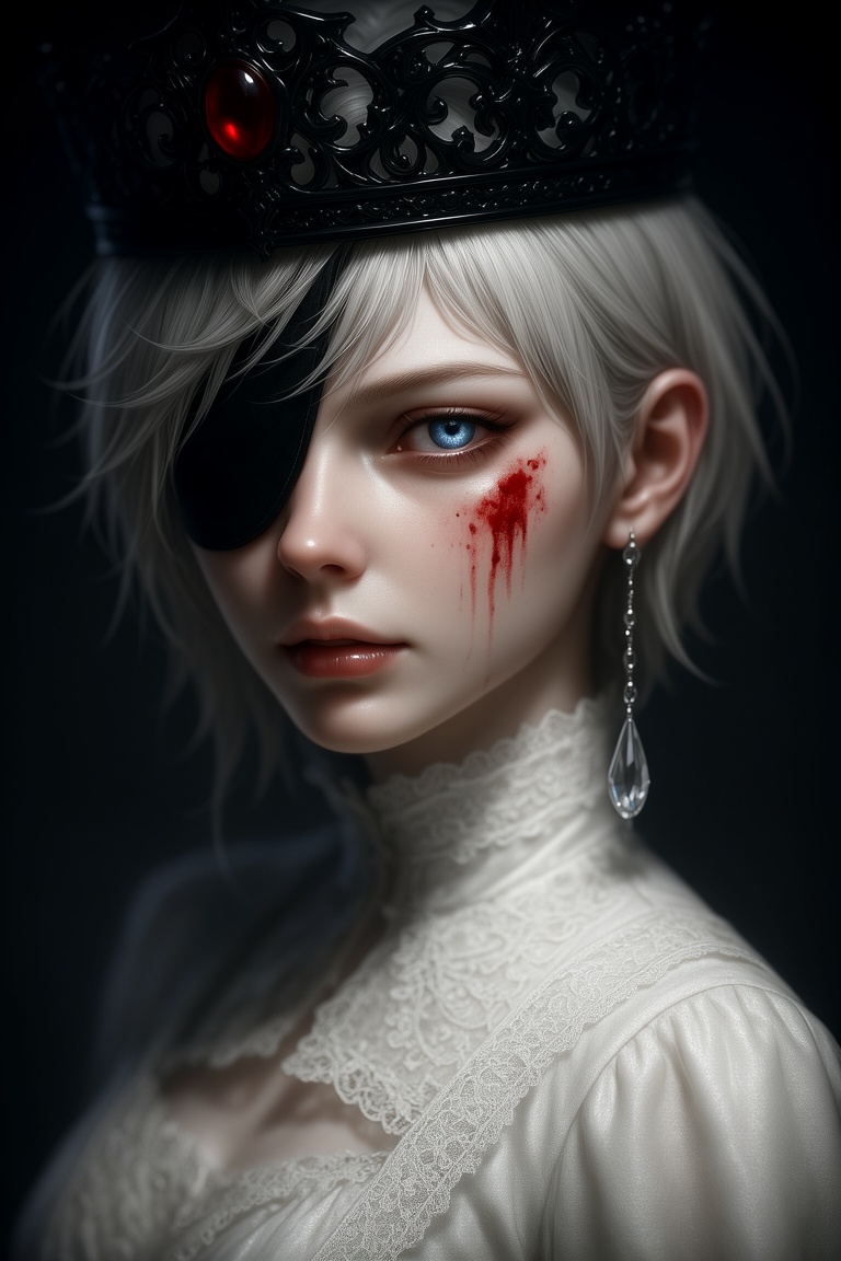 a highly detailed digital artwork depicting a woman with an ethereal,  almost otherworldly appearance. The image is render...