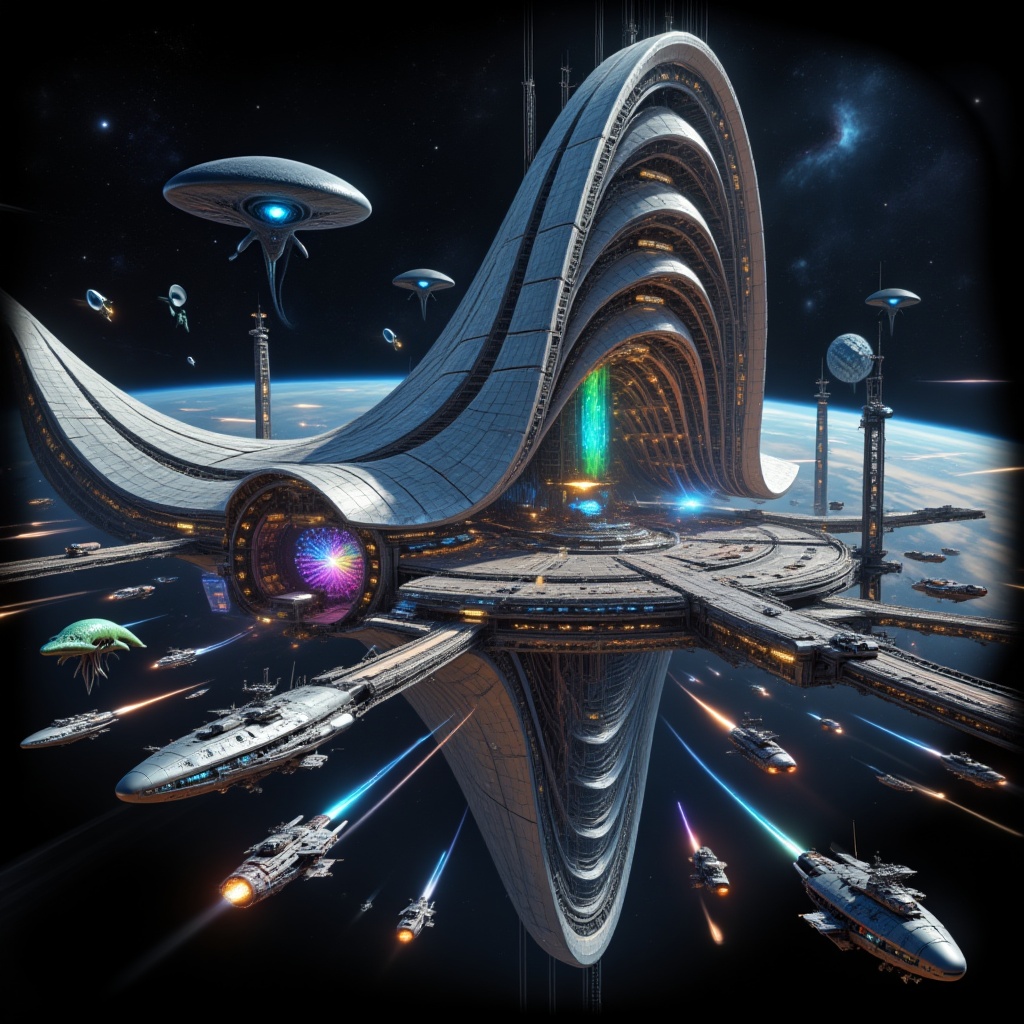 masterpiece,  ultra-detailed sci-fi megastructure,  cinematic lighting on Tensor.Art