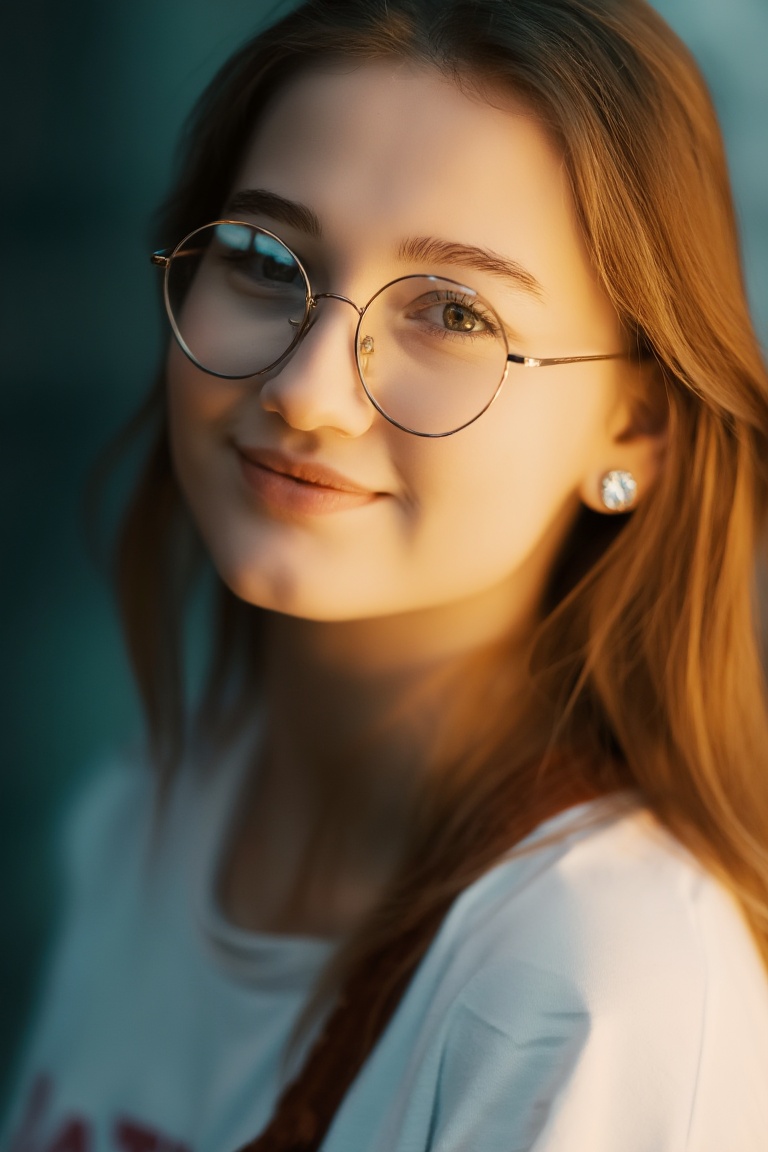 portrait of a young woman,  early 20s,  fair skin with warm golden-hour lighting on Tensor.Art