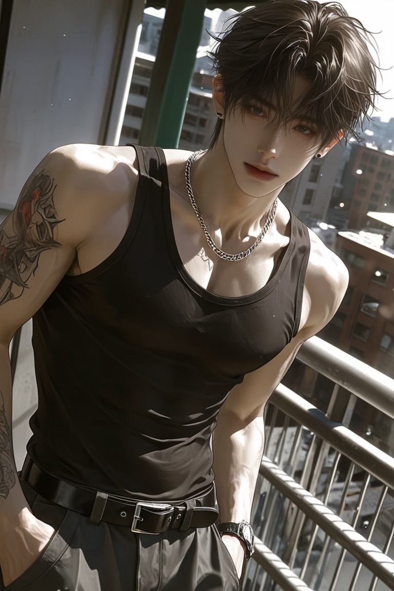 1male,  solo,  dark hair on Tensor.Art