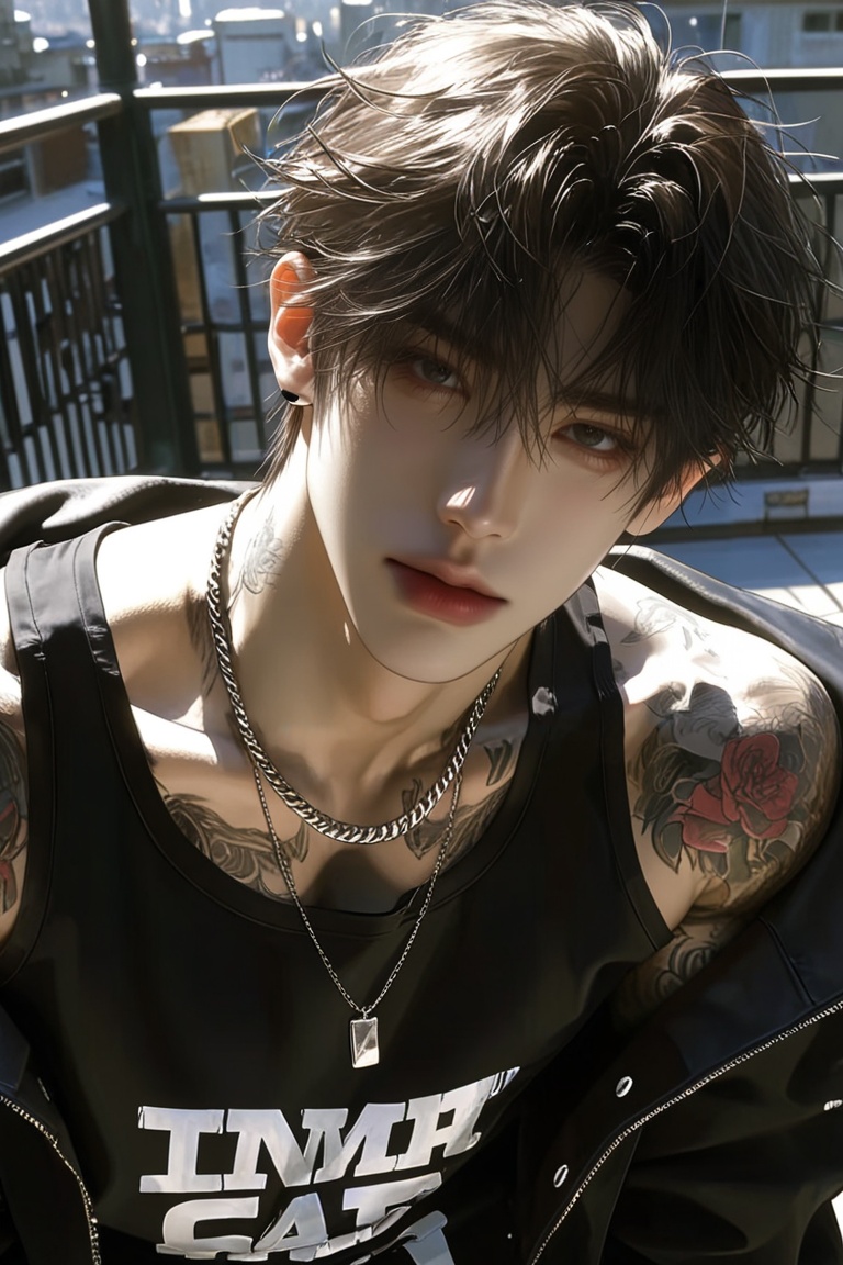 1male,  solo,  dark hair on Tensor.Art