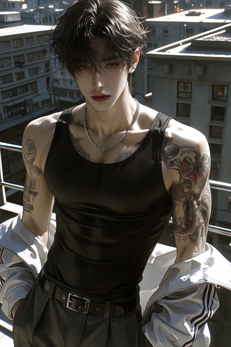 1male,  solo,  dark hair on Tensor.Art