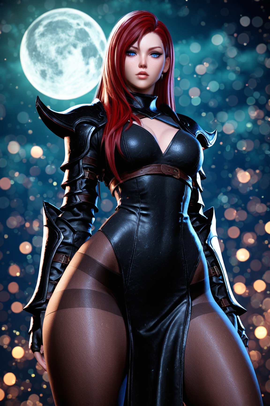 warrior girl,  solo,  red long hair on Tensor.Art