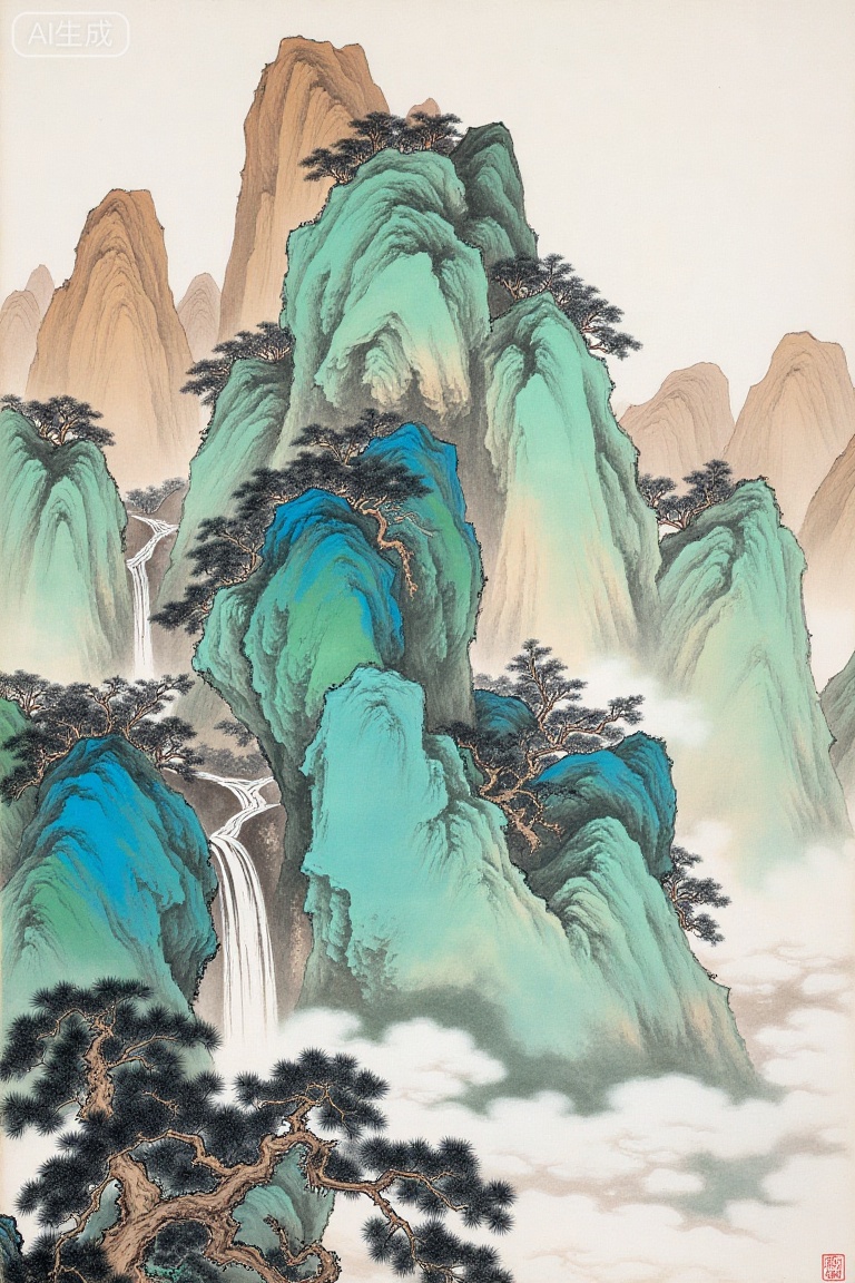 wudaozi,  traditional Chinese landscape painting,  wudaozi by 星美AIGC-Fine on Tensor.Art