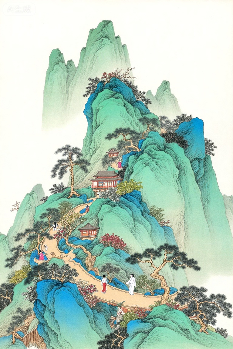 green_jiangnan,  pure_landscape,  artistic_conception_ink_painting by 星美AIGC-Fine on Tensor.Art