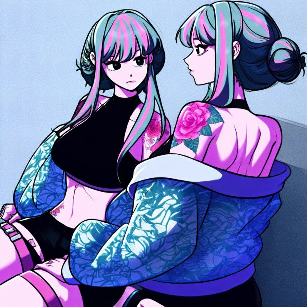 Woo Cho-long,  long hair,  mint hair on Tensor.Art