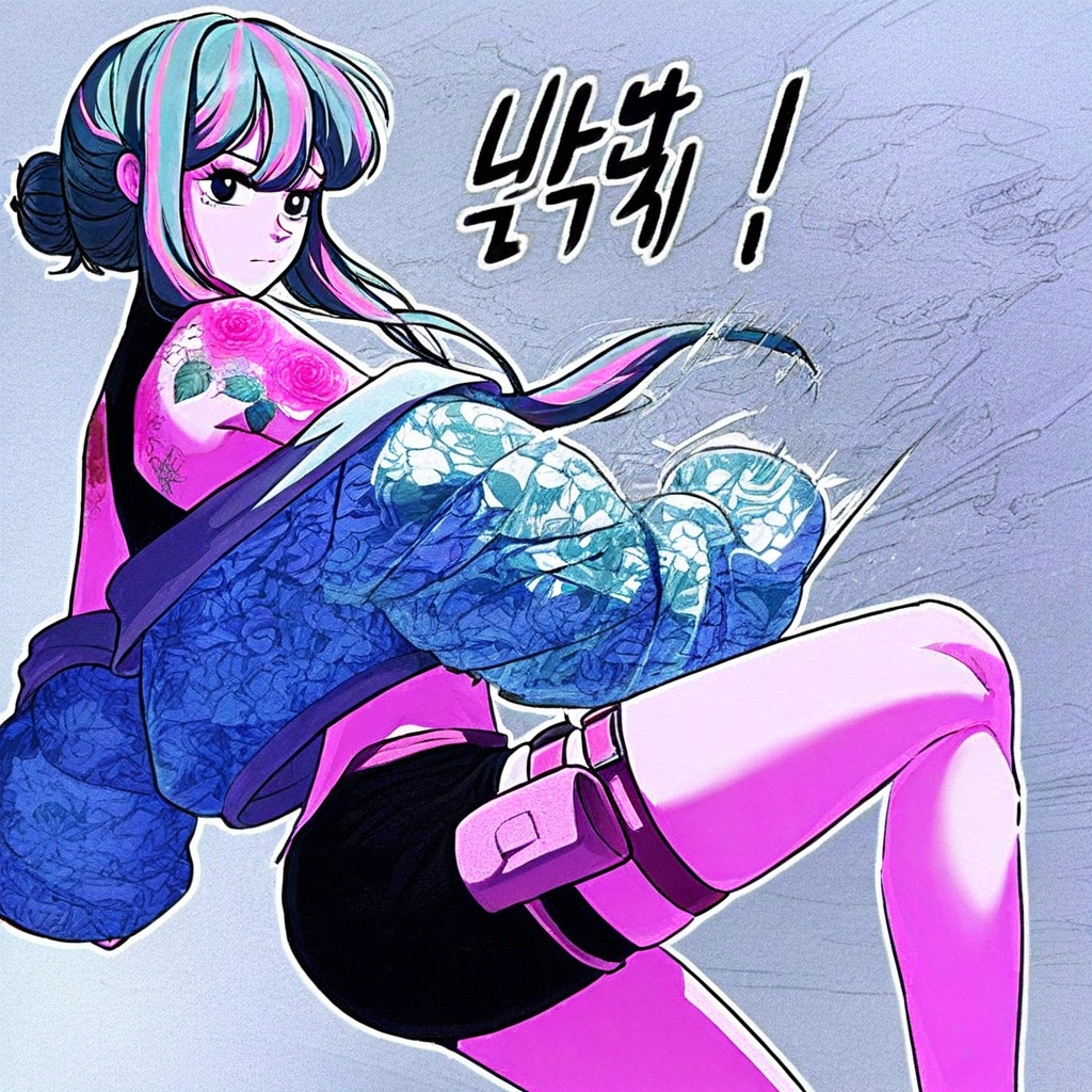 Woo Cho-long,  long hair,  mint hair on Tensor.Art