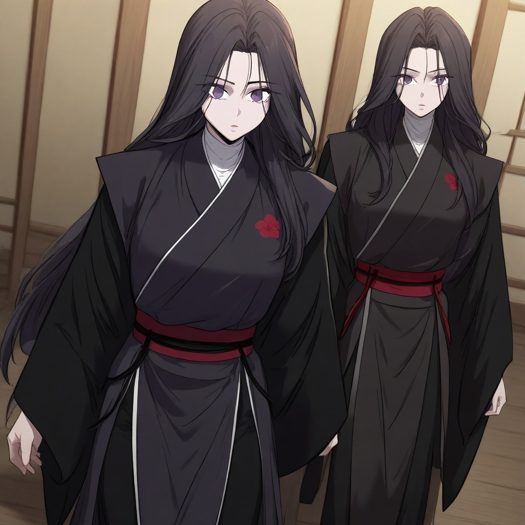 long hair,  black hair,  purple eyes on Tensor.Art