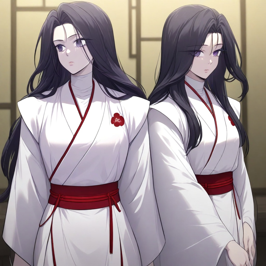 long hair,  black hair,  purple eyes on Tensor.Art