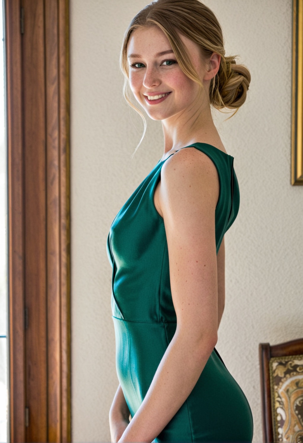 a beautiful uninhibited woman,  30yo,  soft smile on Tensor.Art