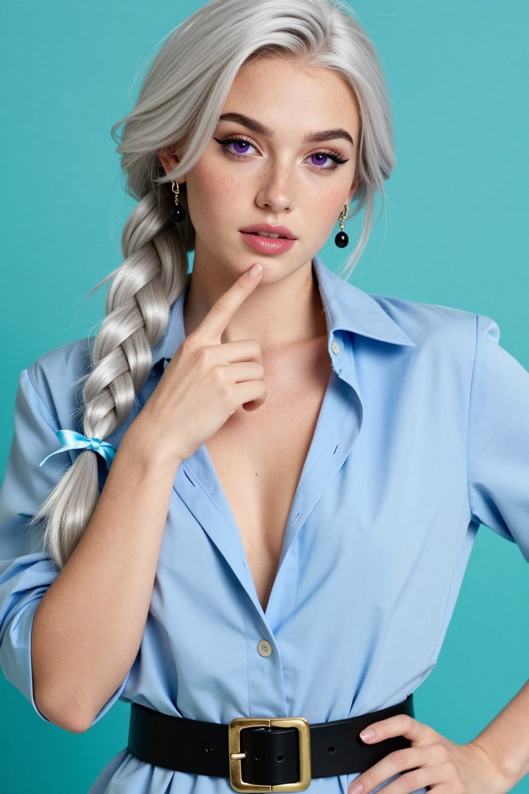 close-up portrait photograph of a confident seductive young woman,  fair smooth skin with subtle freckles and natural glow...