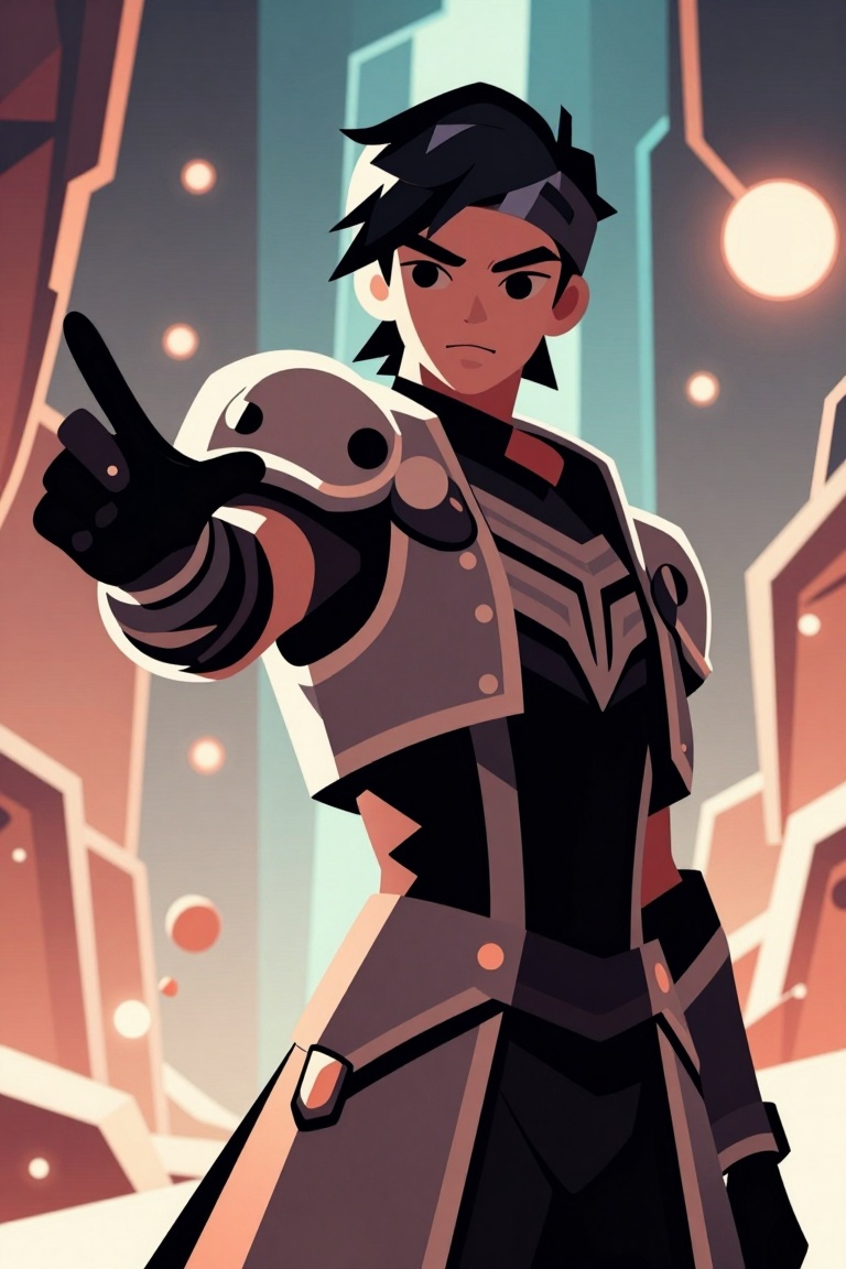 [Subject] The image depicts a person wearing intricate,  futuristic armor with metallic embellishments and a headband. The...