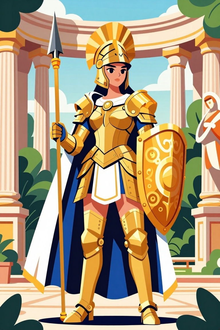 [Subject] The image depicts a highly detailed and ornate figure standing in a grand,  classical architectural setting. The...