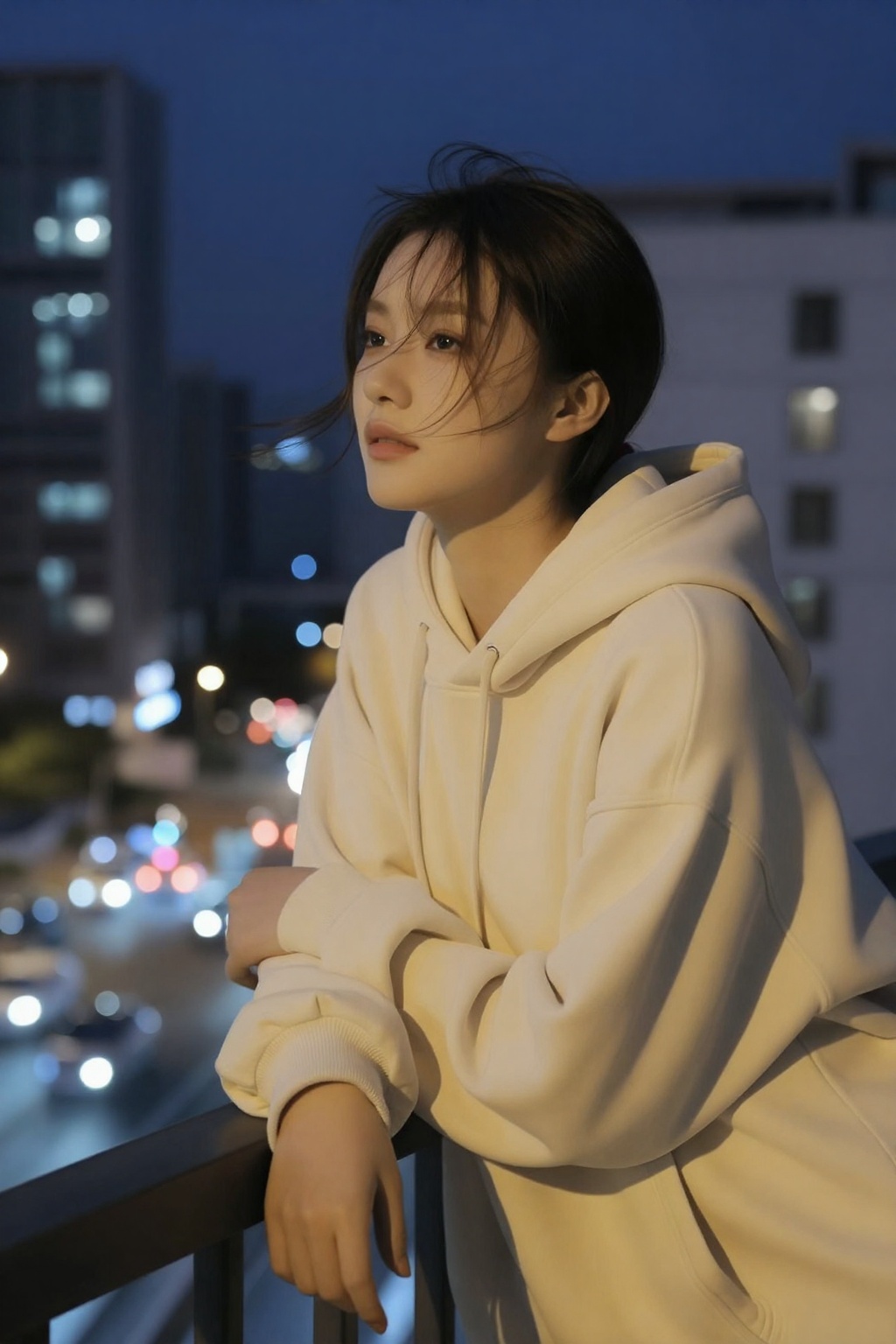sec_filter,  Soft diffused ambient lighting mixed with distant city glow bathes the scene in cool blues and warm gold high...