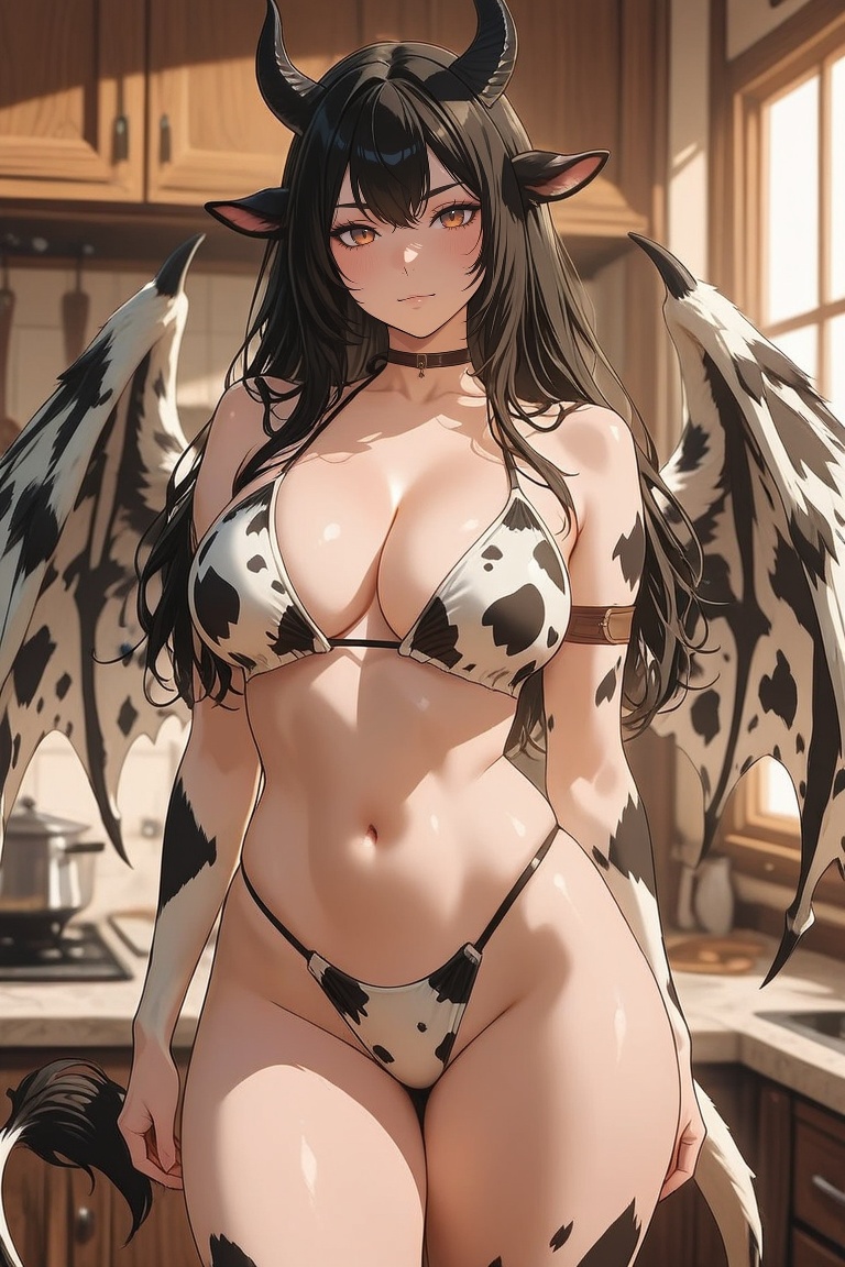 Bovara,  wearing bikini ,  standing inside kitchen on Tensor.Art