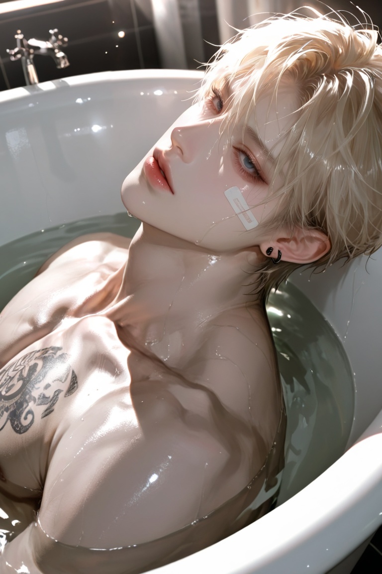 man,  solo,  in bathtub on Tensor.Art