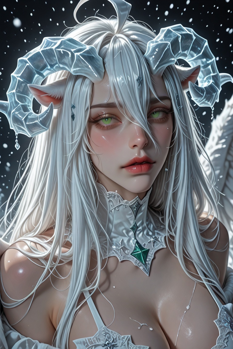 Albedo overlord,  Ice horns,  goat snow ears on Tensor.Art