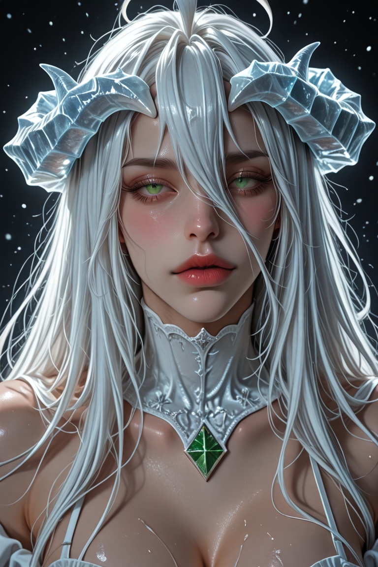 Albedo overlord,  Ice horns,  hyper realistic on Tensor.Art