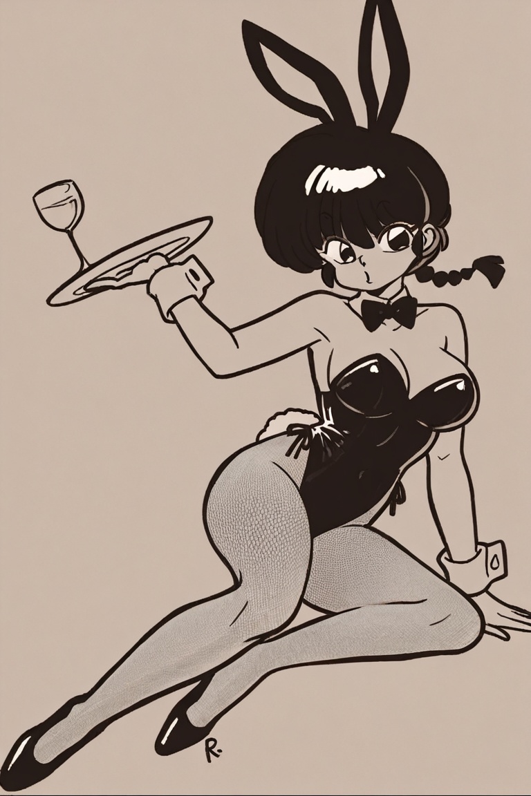 Beautiful bunny girl,  Outline animation,  long eyelashes on Tensor.Art