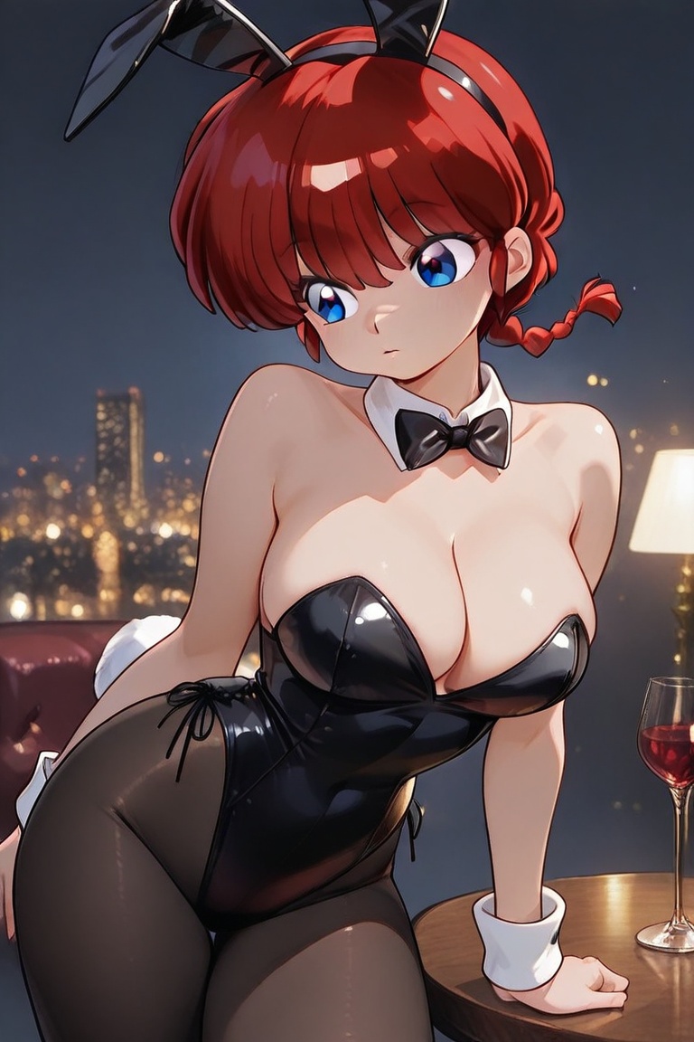 Beautiful bunny girl,  beautiful breasts,  ample bosom on Tensor.Art