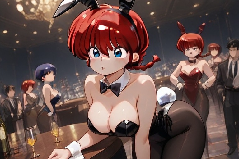 Beautiful bunny girl,  beautiful breasts,  ample bosom on Tensor.Art