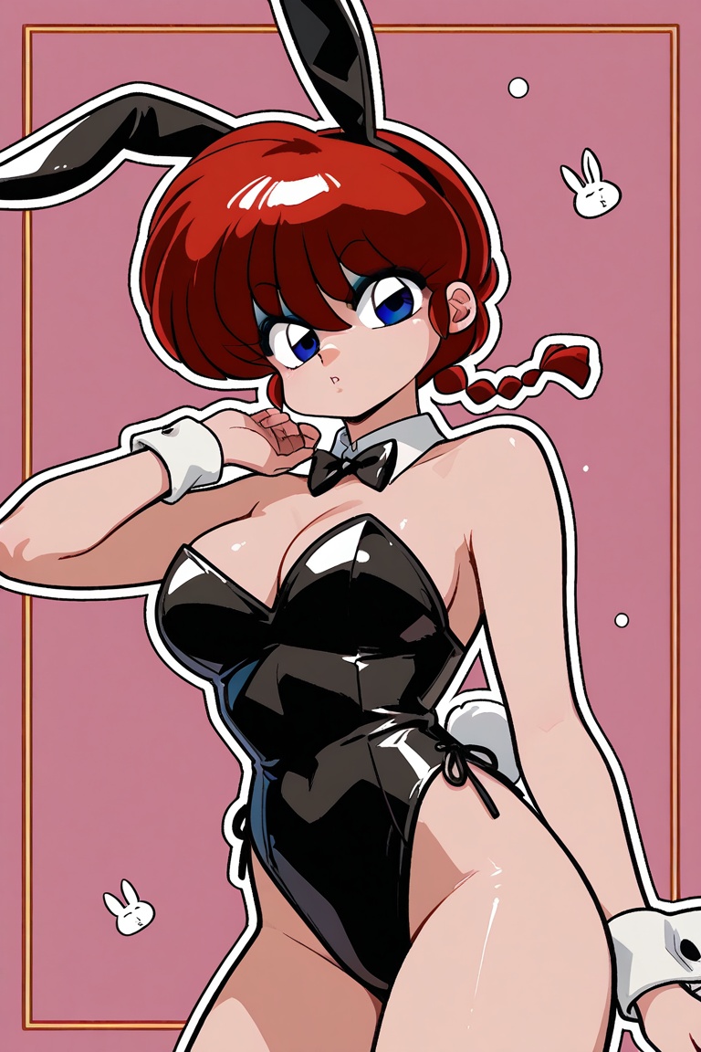 Beautiful bunny girl,  Outline animation,  long eyelashes on Tensor.Art