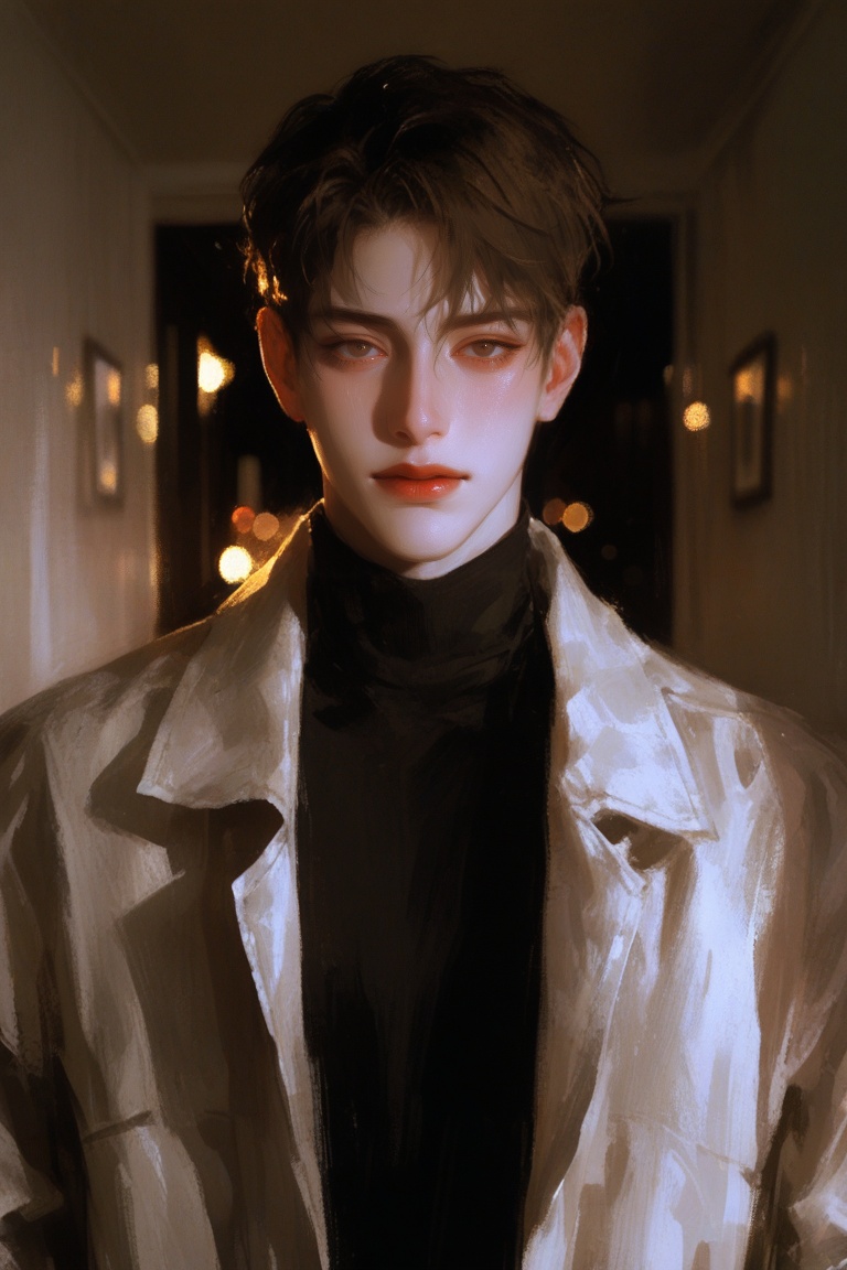1boy,  medium brown hair,  side part on Tensor.Art