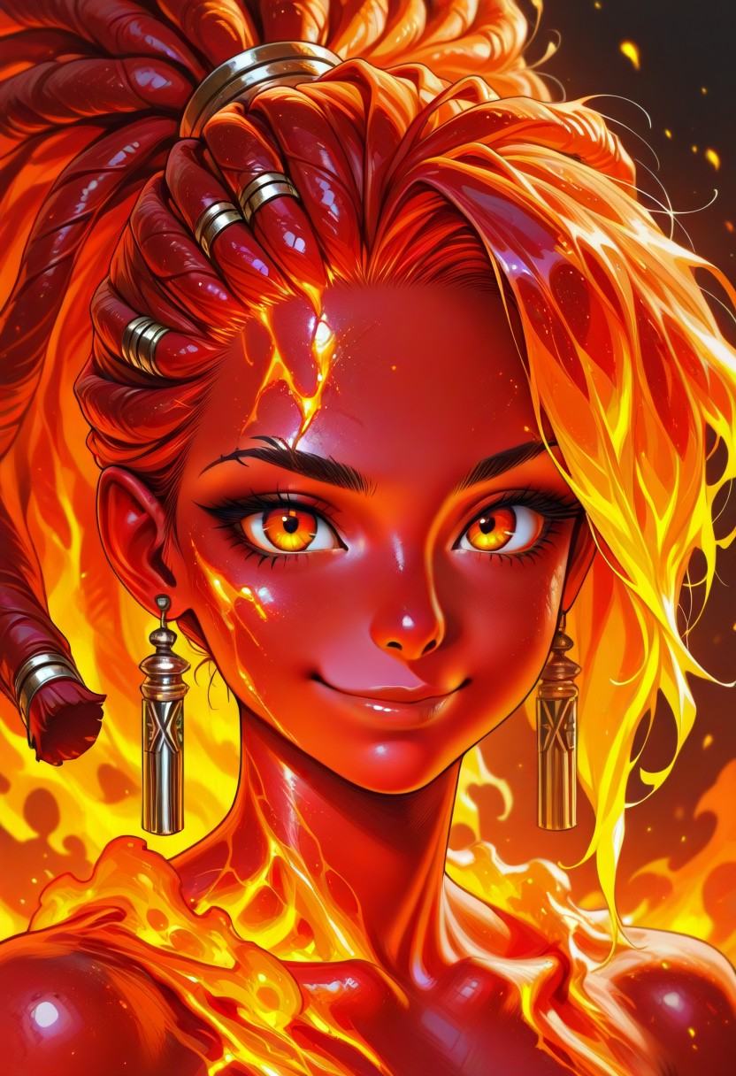 1girl,  flame body,  red skin on Tensor.Art