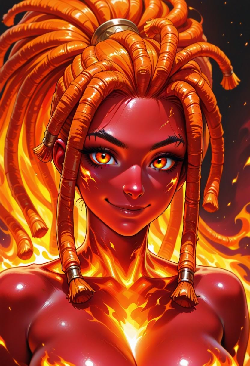 1girl,  flame body,  red skin on Tensor.Art
