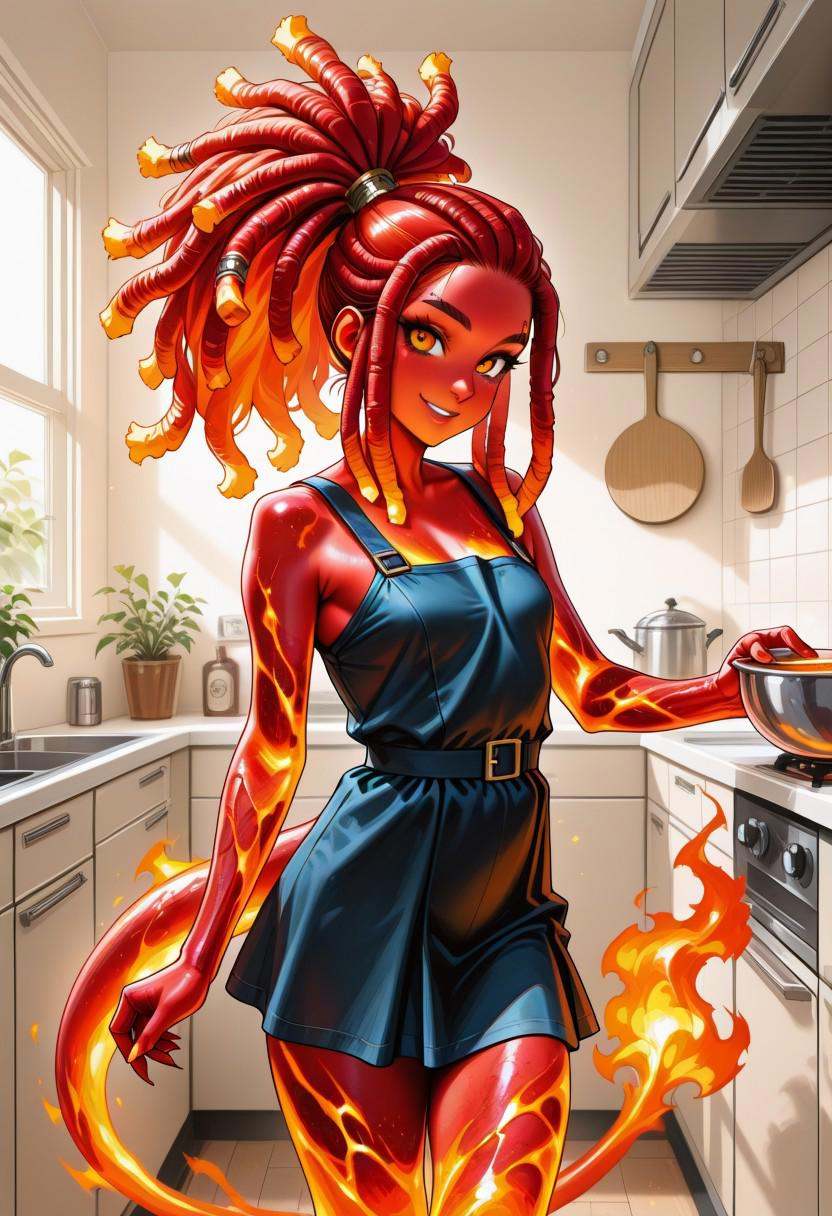 1girl,  flame body,  red skin on Tensor.Art