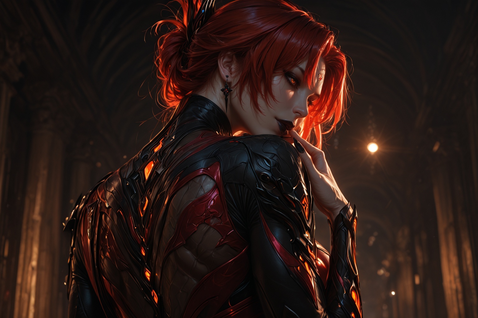 ......... Murata Himeko /(Honkai Impact/),  solo,  orange glowing hair on Tensor.Art